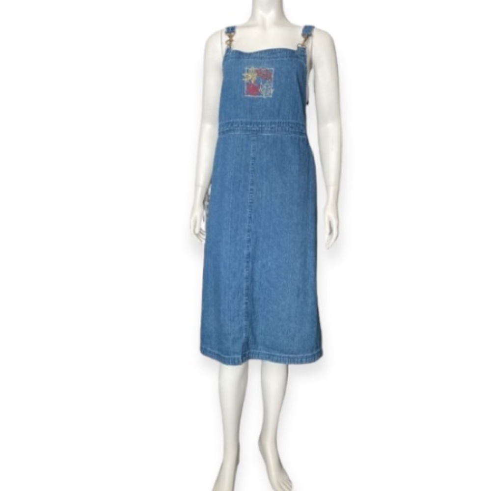 CC Hughes 💯 Cotton Embroidery Denim Overalls Dress Size 2X
